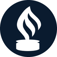 Ícone de troféu usando o ícone do Santander, formato de uma folha na vertical ou uma chama de fogo