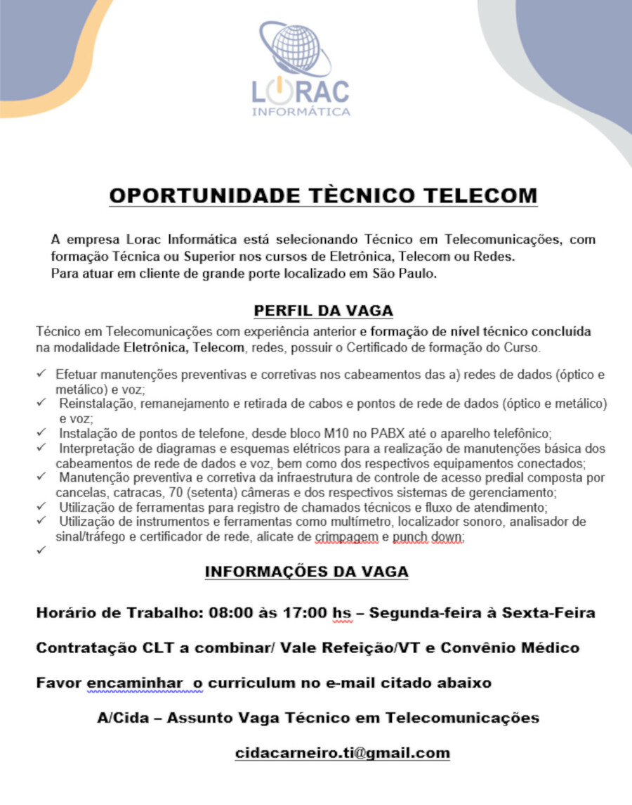 Técnico Telecom/ Lorac