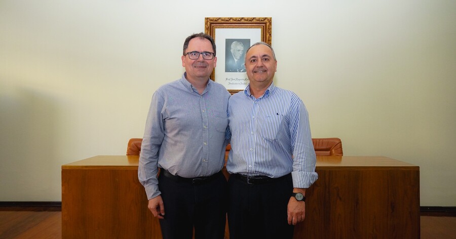 Professores Carlos Nazareth e Guilherme Marcondes, atuais diretor e vice-diretor do Inatel.
